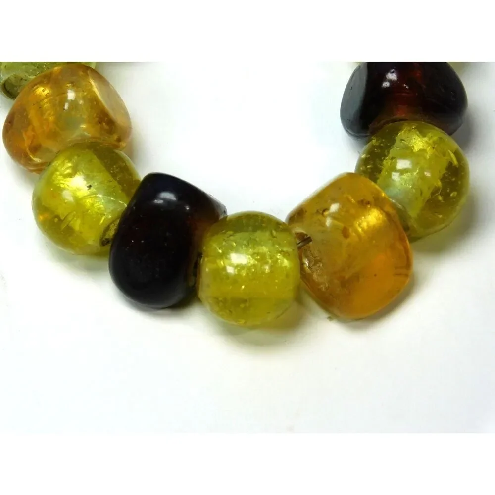 Glass Bead Napkin Rings Set of 4 Lampwork Handmade Amber Topaz Brown